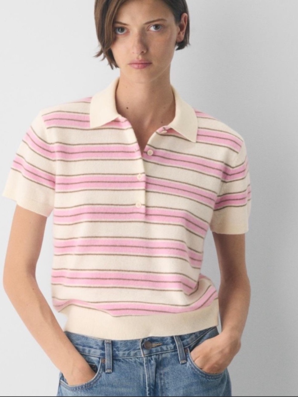 Aritzia Cashmere Short Sleeve Polo